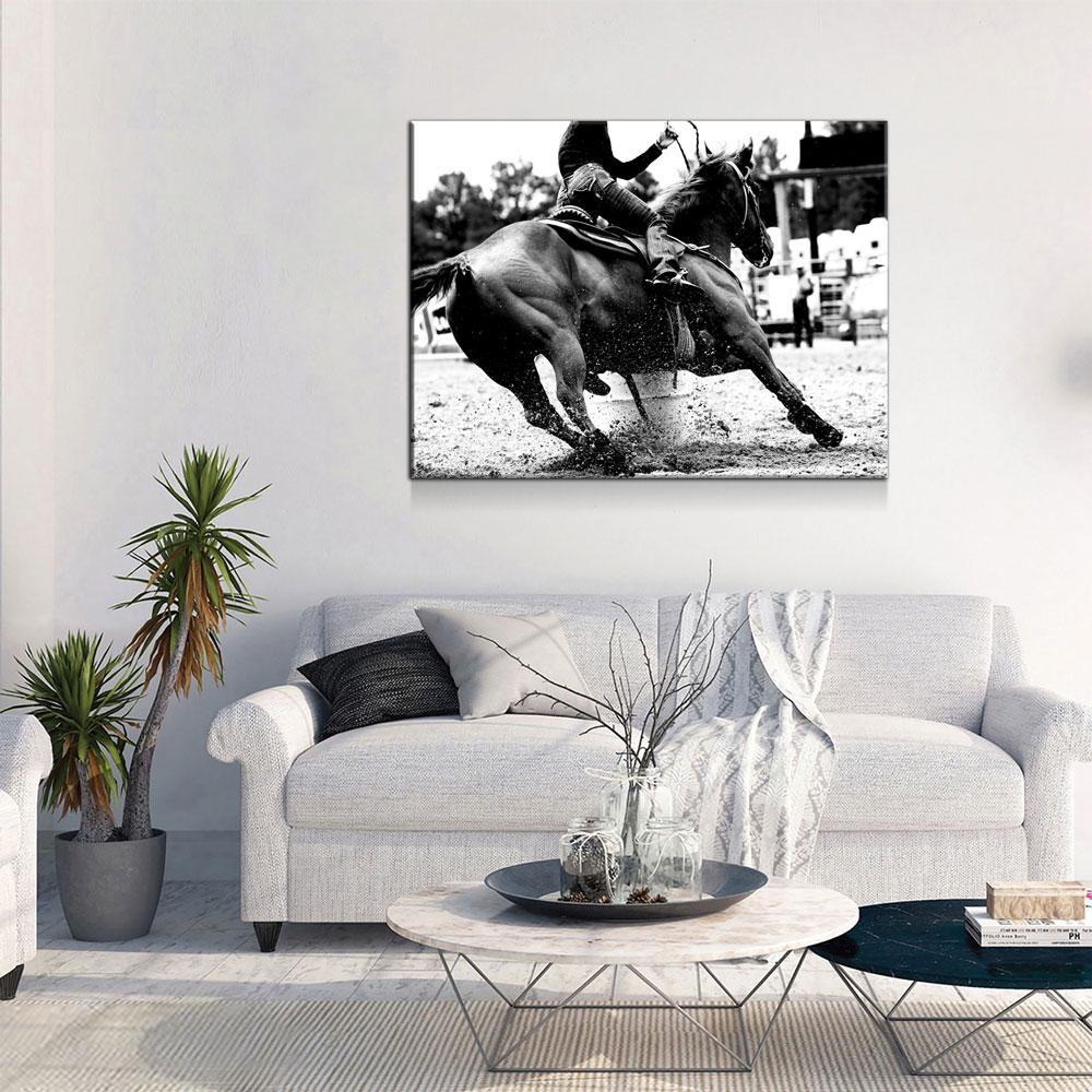 Barrel Racing Girl Canvas Wall Art