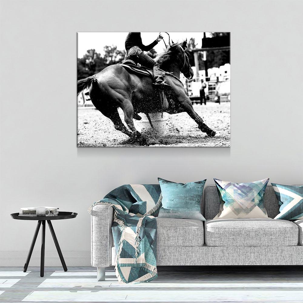 Barrel Racing Girl Canvas Wall Art
