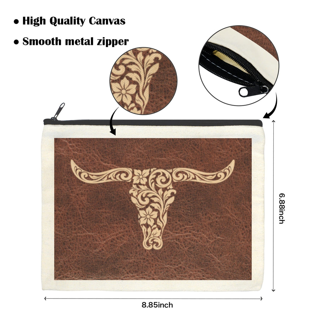Baha Ranch Tooled Longhorn Set of 5 bags Cosmetic Baga