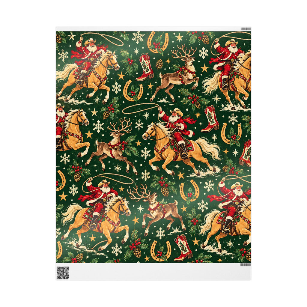 Santa’s Reindeer Roundup Western Christmas Wrapping Paper