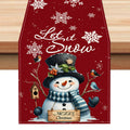 Christmas snowman linen tablerunner