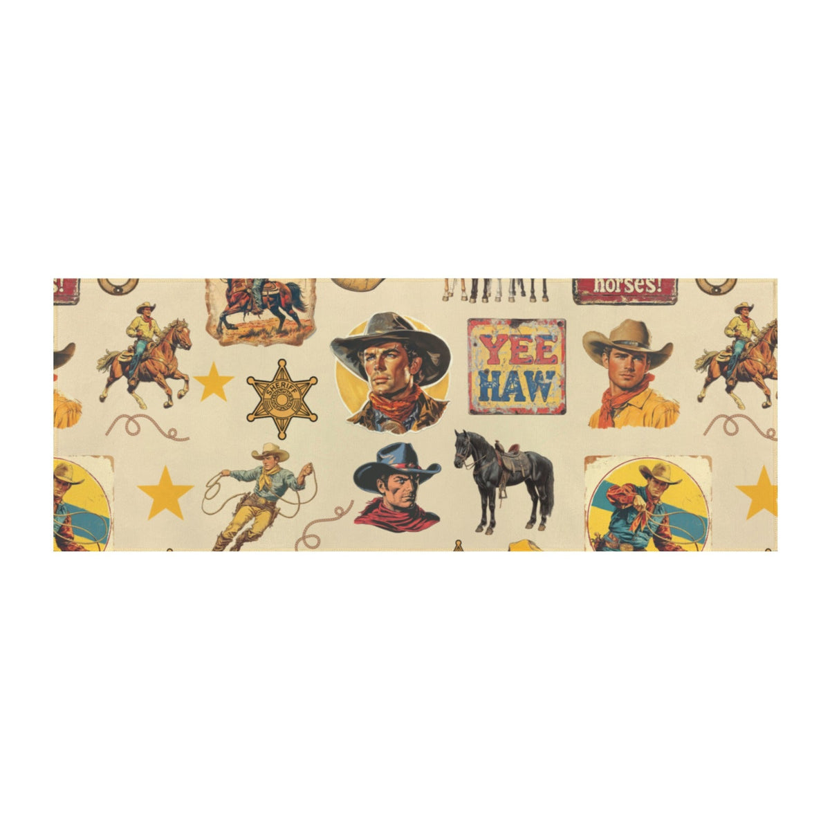 Vintage Cowboy Collage Floor Rug Runner Indoor 60" x 22"