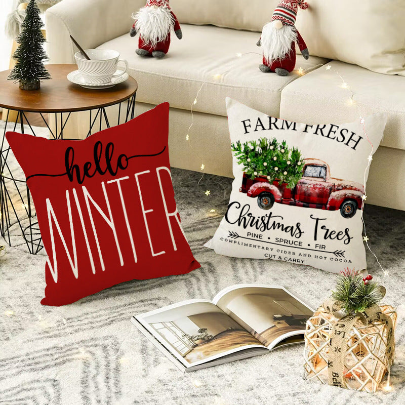 Christmas tree print pillow cover linen pillowcase