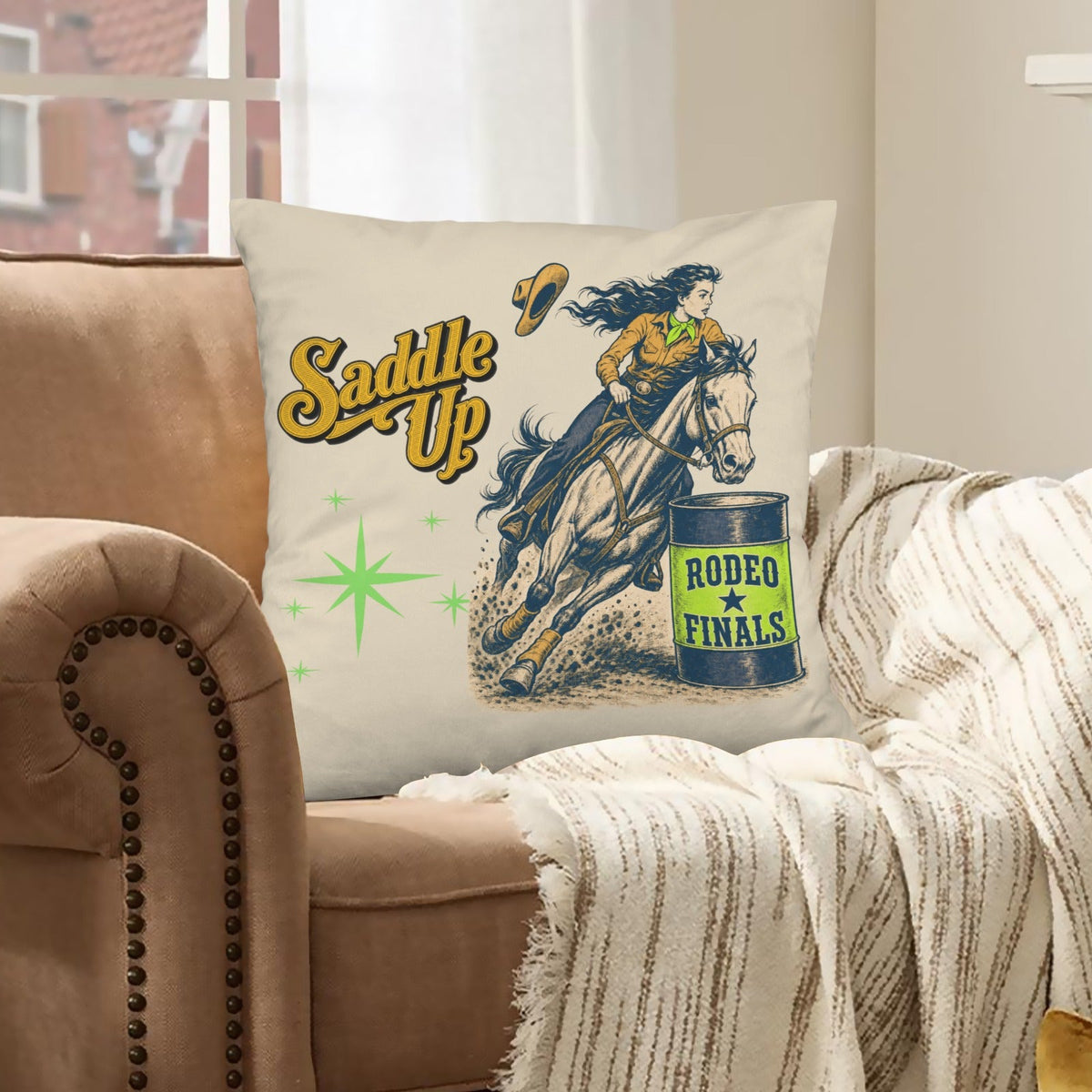 Baha Ranch Velvety Soft The Last Roundup Barrel Racer Throw Pillow Cover