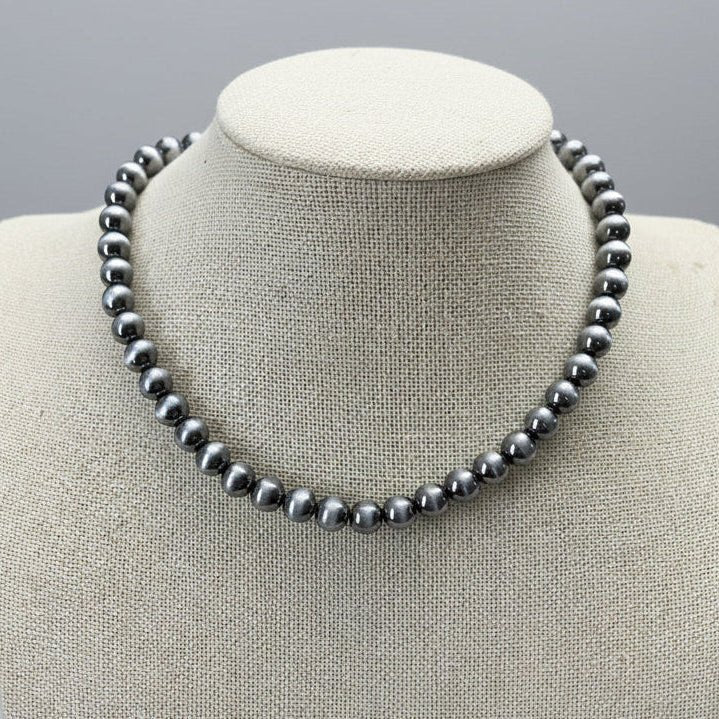 8mm Fashion Pearl Choker Necklace & Earring Set — Western Adjustable Set
