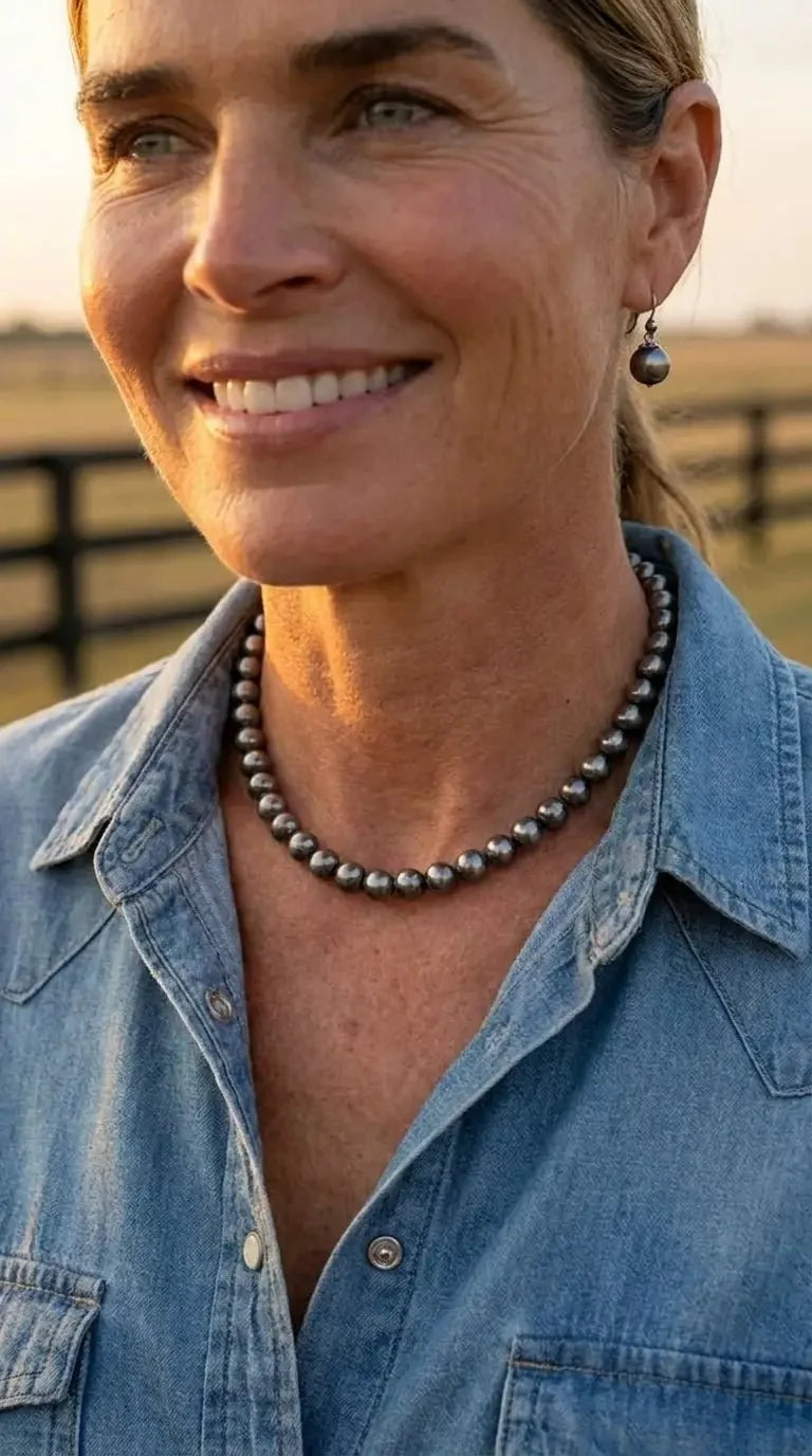 Fashion Pearl Choker Necklace & Earring Set