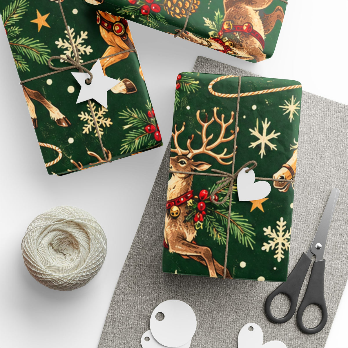 Santa’s Reindeer Roundup Western Christmas Wrapping Paper