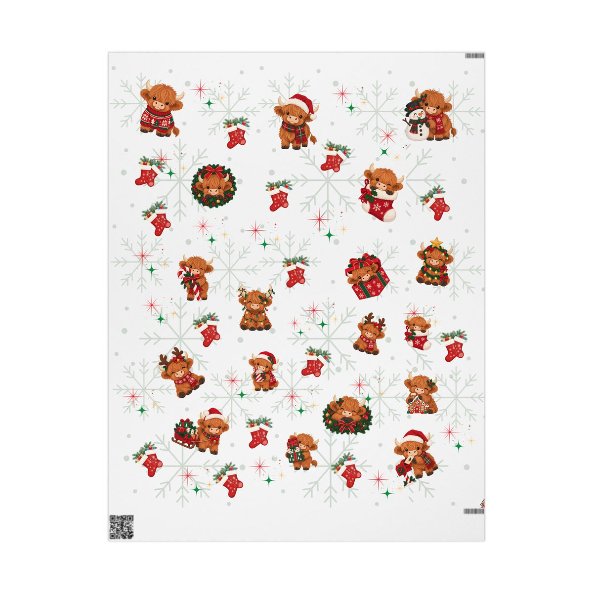 Highland Cow Christmas Wrapping Paper