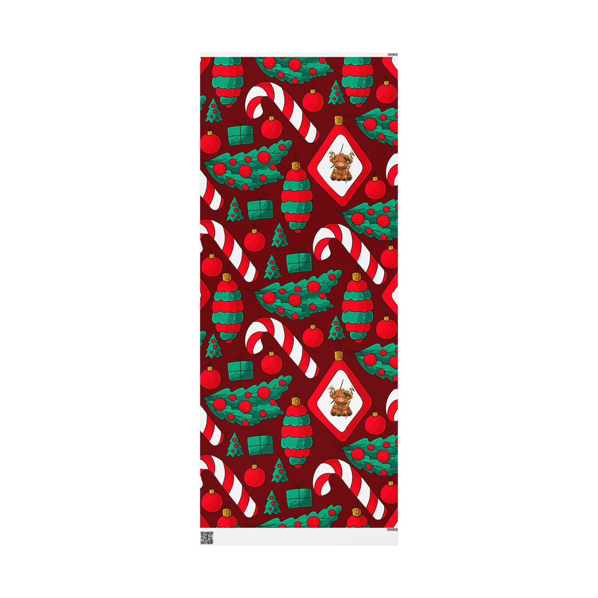Candy Canes & Highland Cheer Christmas Wrapping Paper