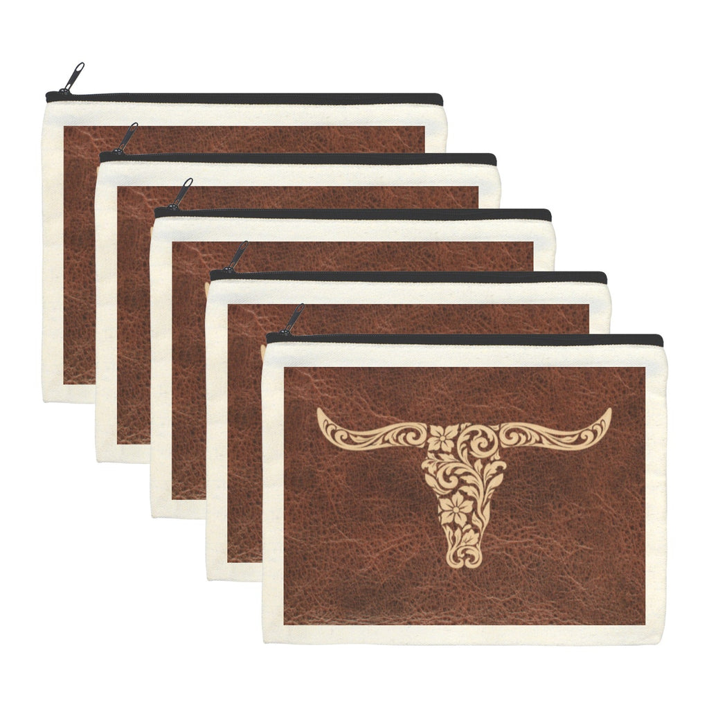 Baha Ranch Tooled Longhorn Set of 5 bags Cosmetic Baga