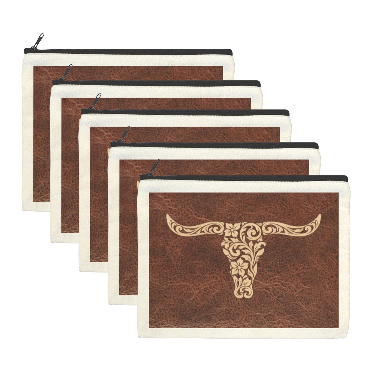 Baha Ranch Tooled Longhorn Set of 5 bags Cosmetic Baga