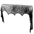 Spiderweb Mantle Scarf – 96x18" Black Lace Fireplace Cover
