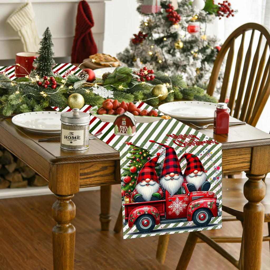 Christmas Gnomes Printed Table Runner