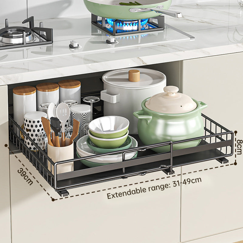 No Drill Pull Out Spice Rack - Adjustable Slide Out Shelf for Kitchen Cabinets (2 Pack)