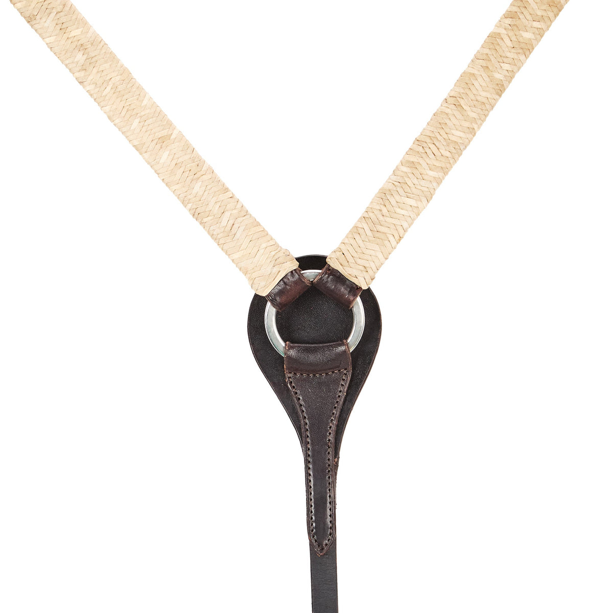 Braided Natural Rawhide 1in Straight Breast Collar