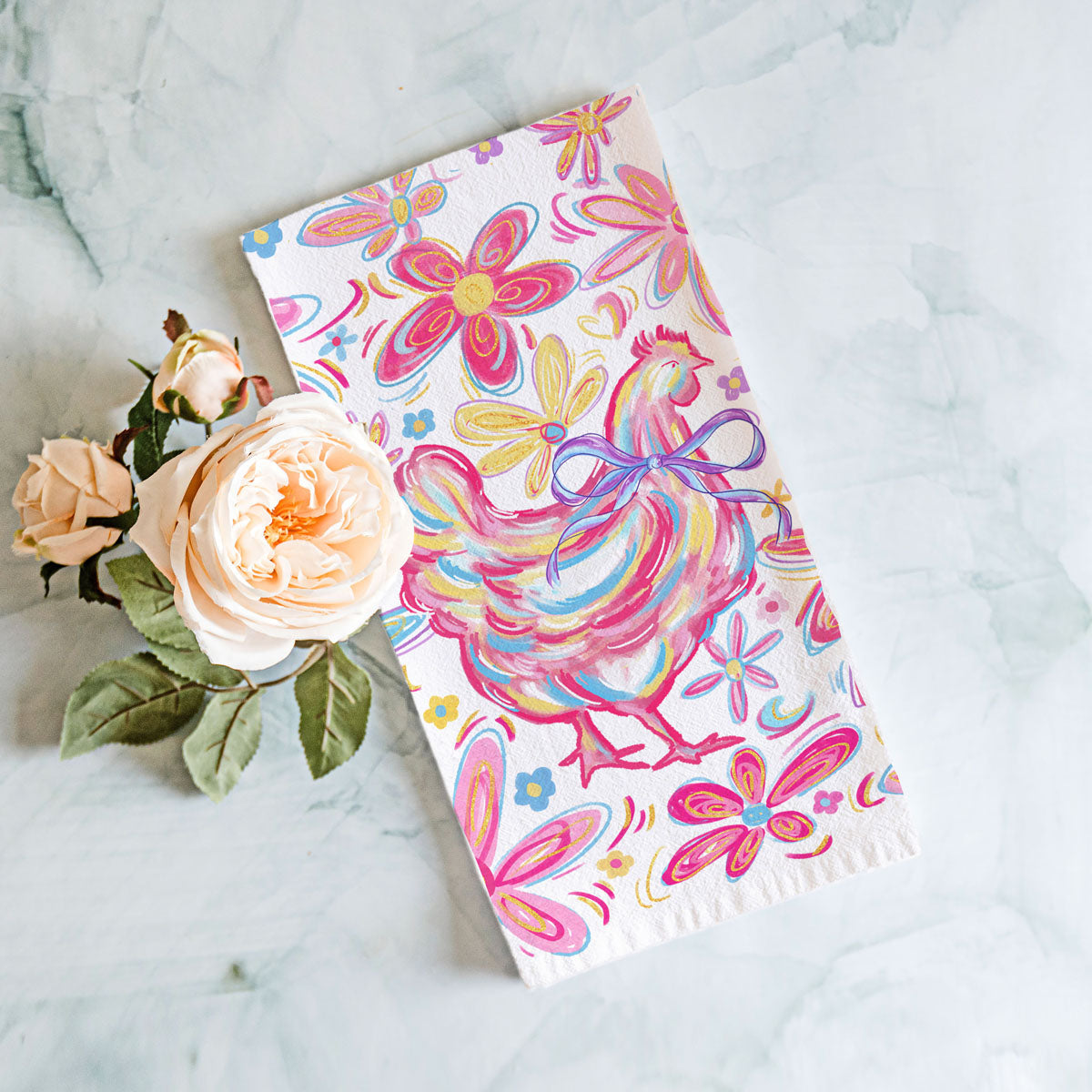 Floral Boho Chicken Towel-4