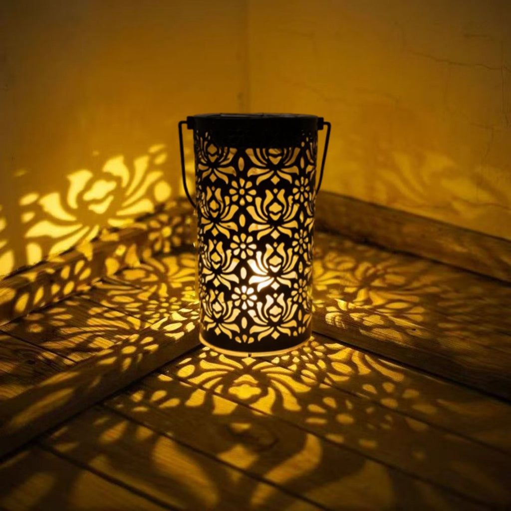 Solar Powered Sunflower Lantern Outdoor Waterproof Iron Art Hollow Garden Decor Hanging Light Factory