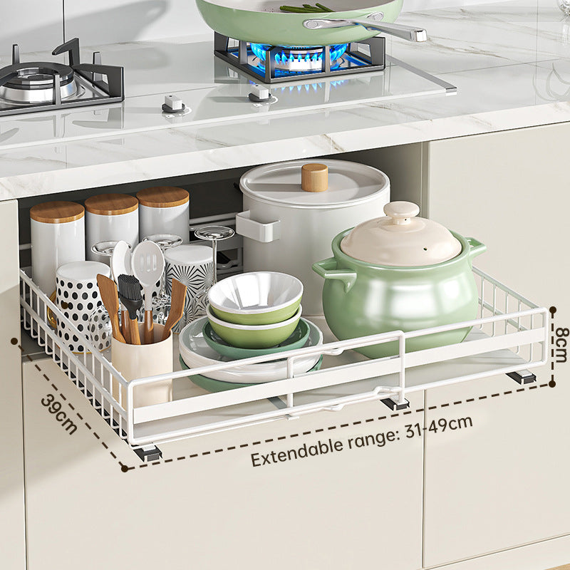 No Drill Pull Out Spice Rack - Adjustable Slide Out Shelf for Kitchen Cabinets (2 Pack)