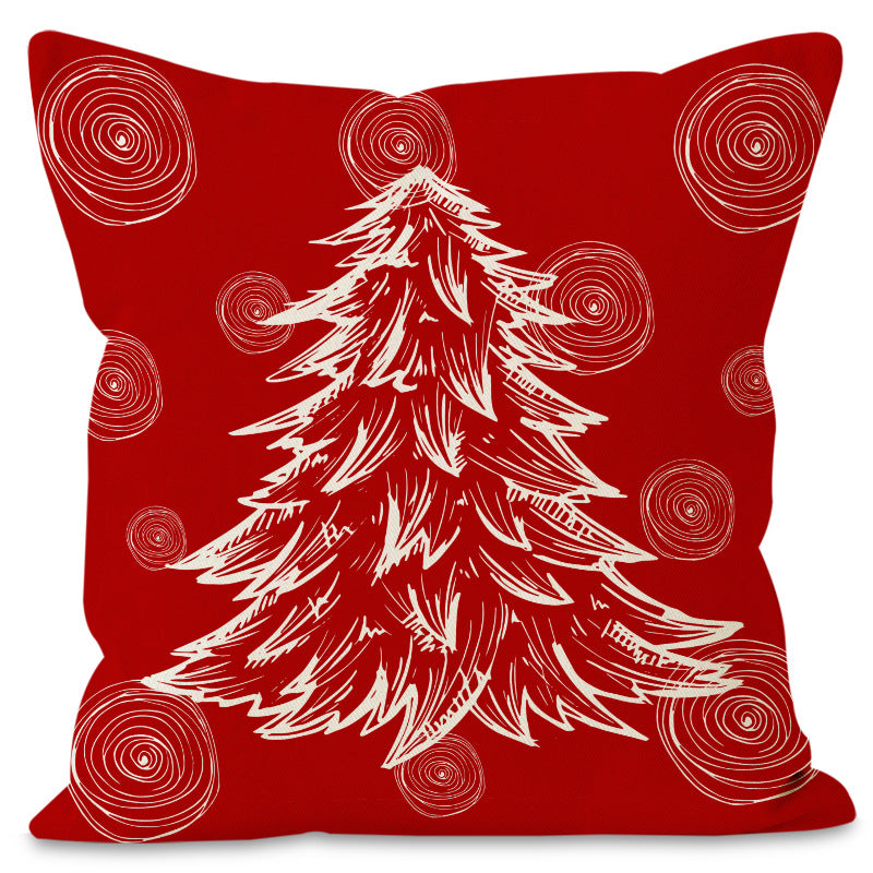 Christmas hat pillowcase linen Christmas tree letter print pillowcase