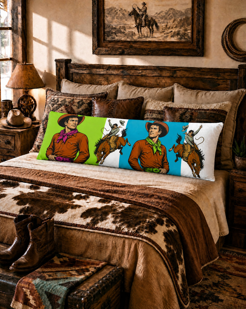The Last Roundup Bronc Rider Body Pillow Cover
