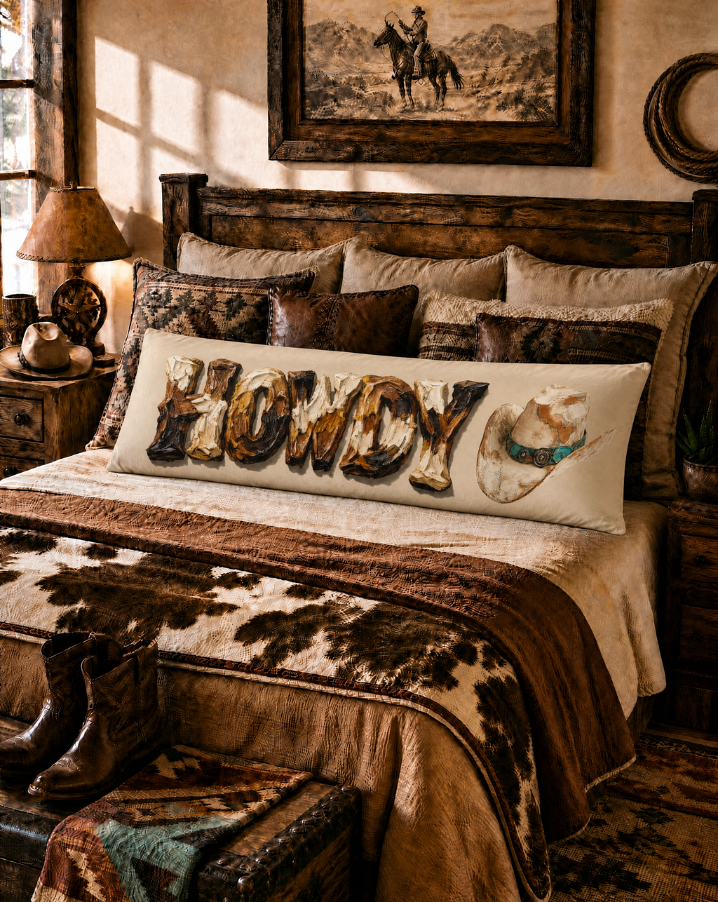 Baha Ranch Western Howdy Highland Cow Body Pillow