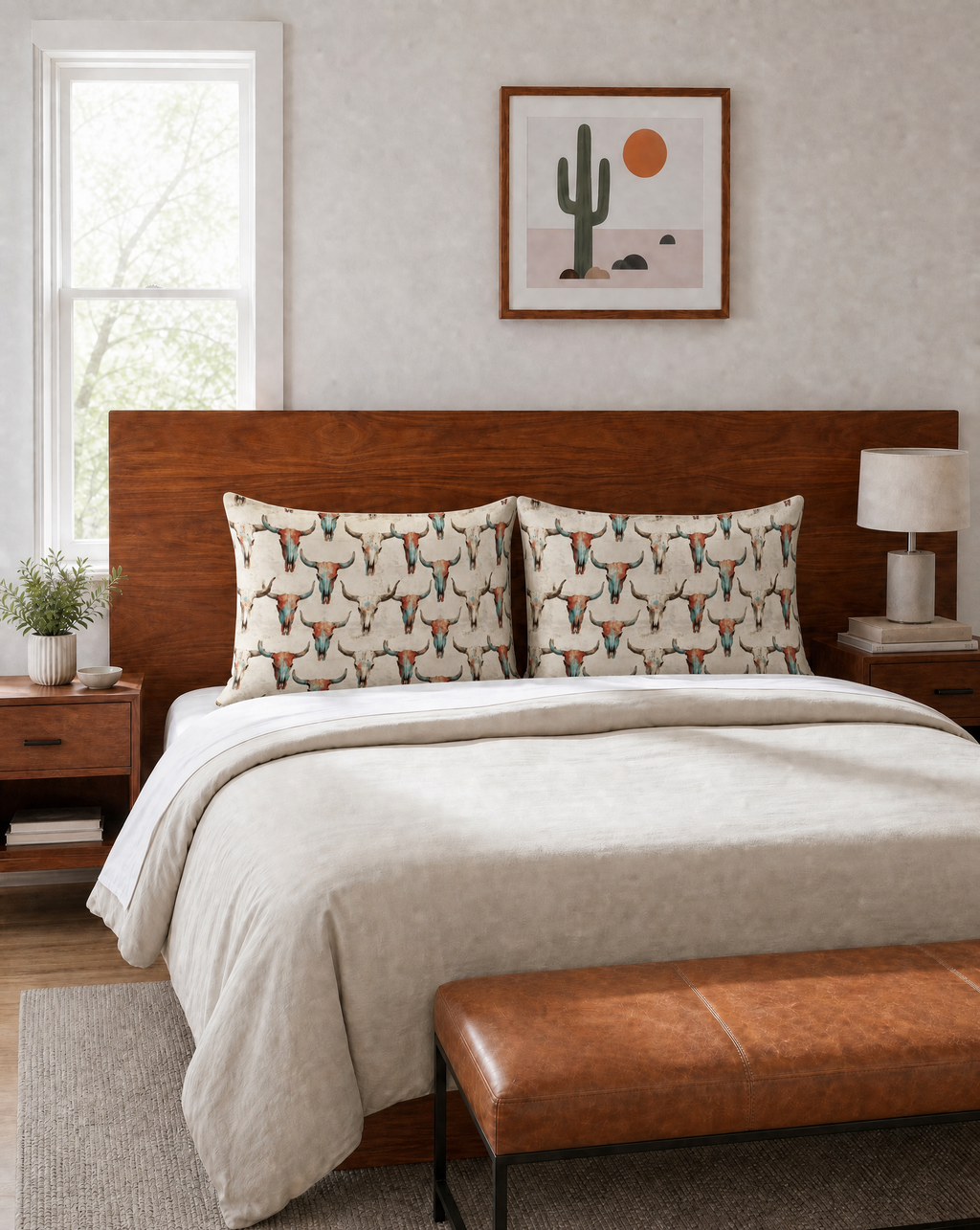 Baha Ranch Bull Skulls Pillow Case