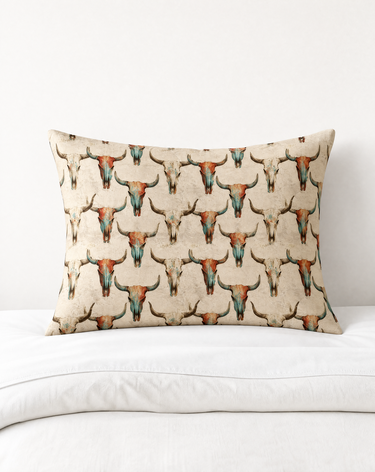 Baha Ranch Bull Skulls Pillow Case