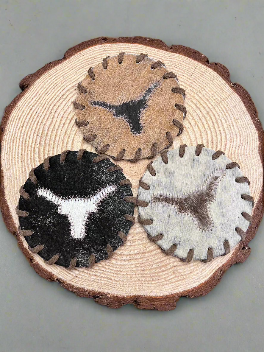 Longhorn Cowhide Coaster with Laced Border