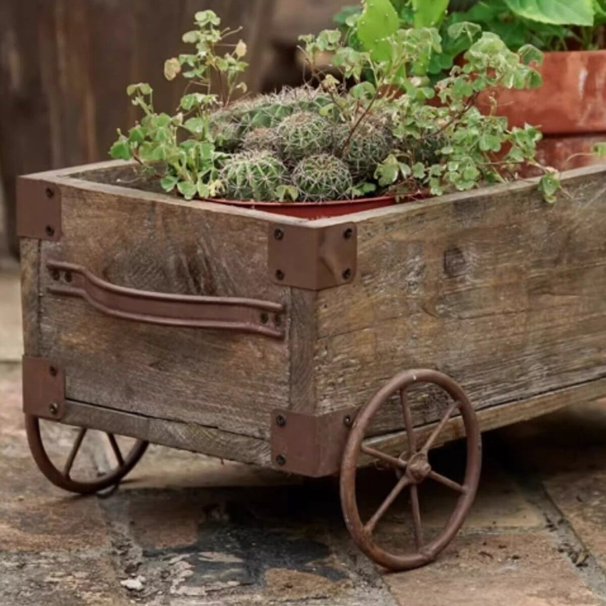 Wooden Wagon Planter Garden Flower Box (Shipping fees may apply)-1