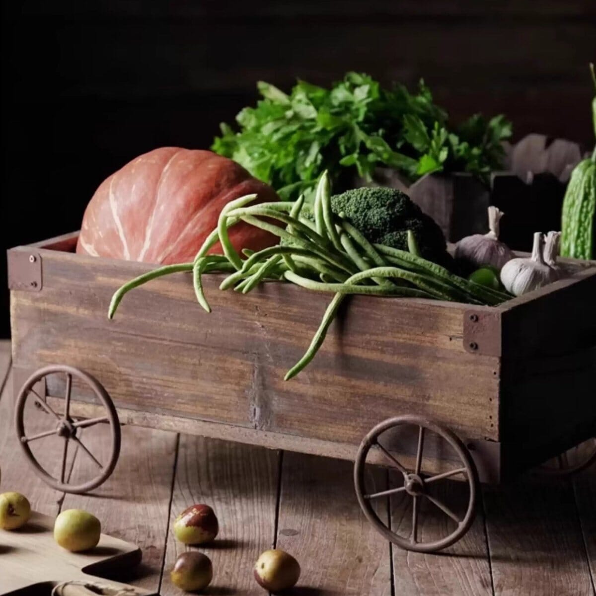 Wooden Wagon Planter Garden Flower Box (Shipping fees may apply)-4