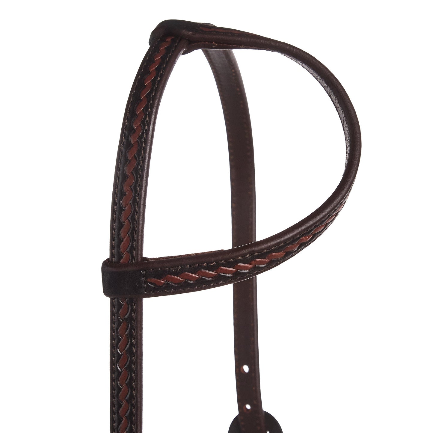 WD-RTSEH-HO-18 Heavy Oiled Rope Tooling Double Flower Buckle Single Ear Headstall