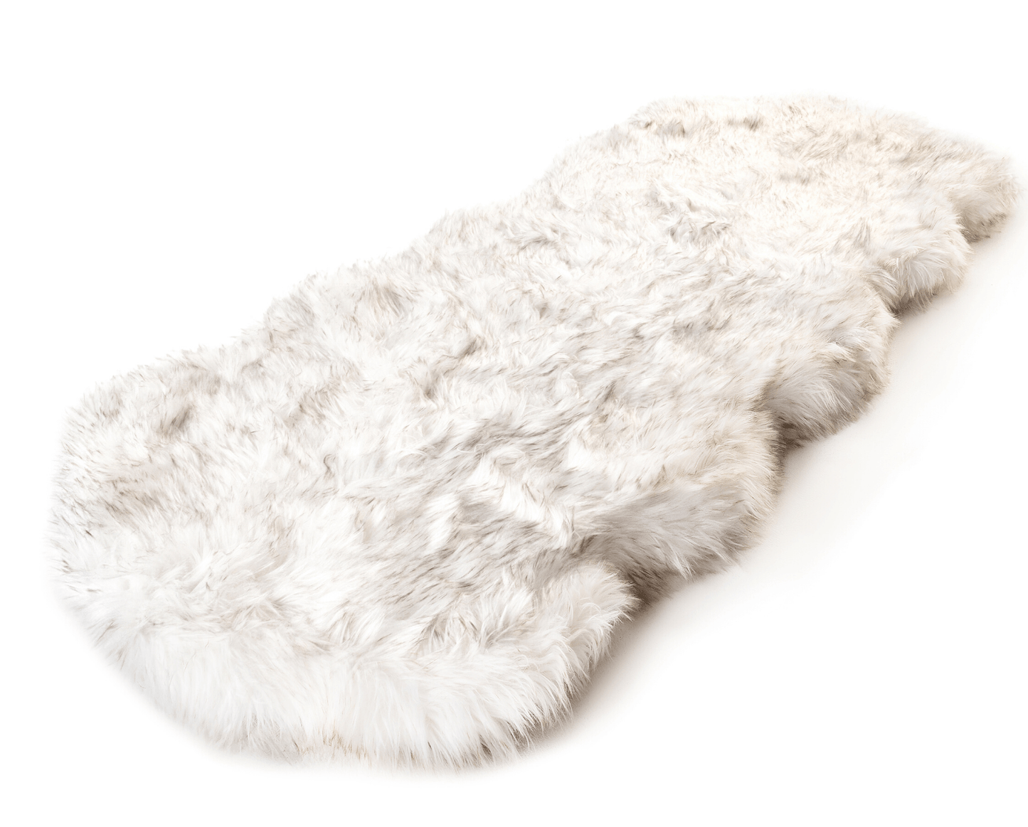 Pup Rug® Runner Faux Fur Memory Foam Dog Bed - Curve White with Brown Accents