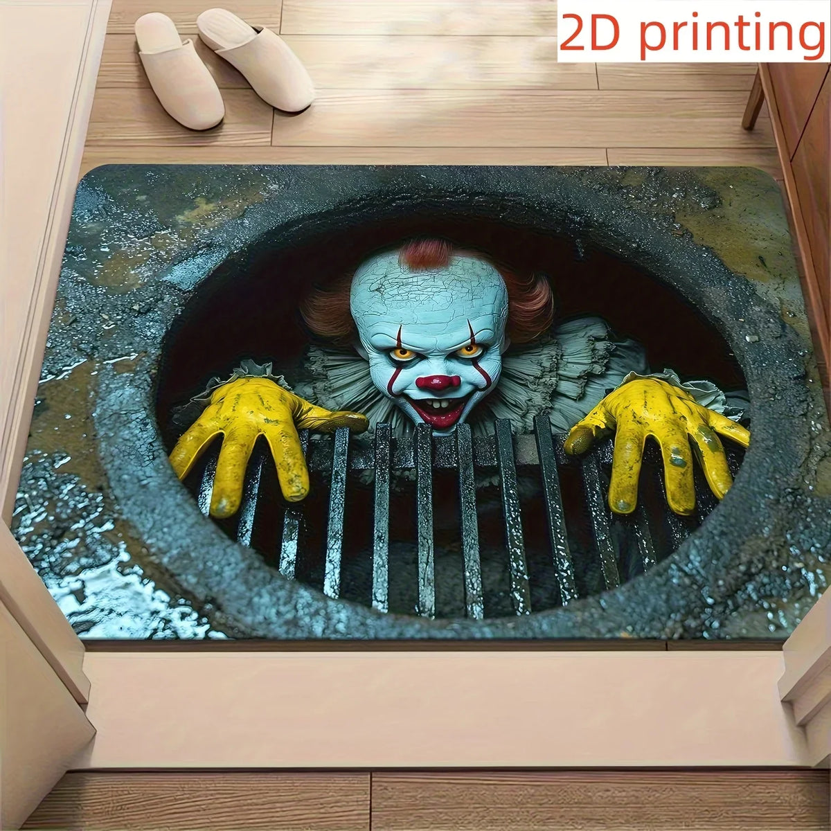 Halloween Clown Horror Theme Doormat Manhole Cover Design Mat