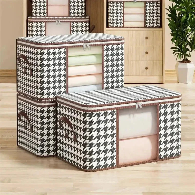 Large Clear Foldable Storage Box – Zippered Clothes Organizer with Handles