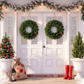 24 Inch Pre-Lit Artificial Christmas Wreath with LED Lights