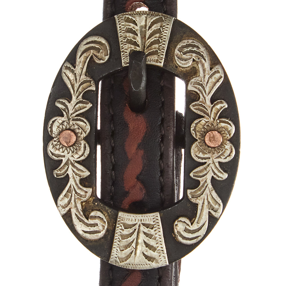 Heavy Oiled Rope Tooling Floral Single Ear Headstall