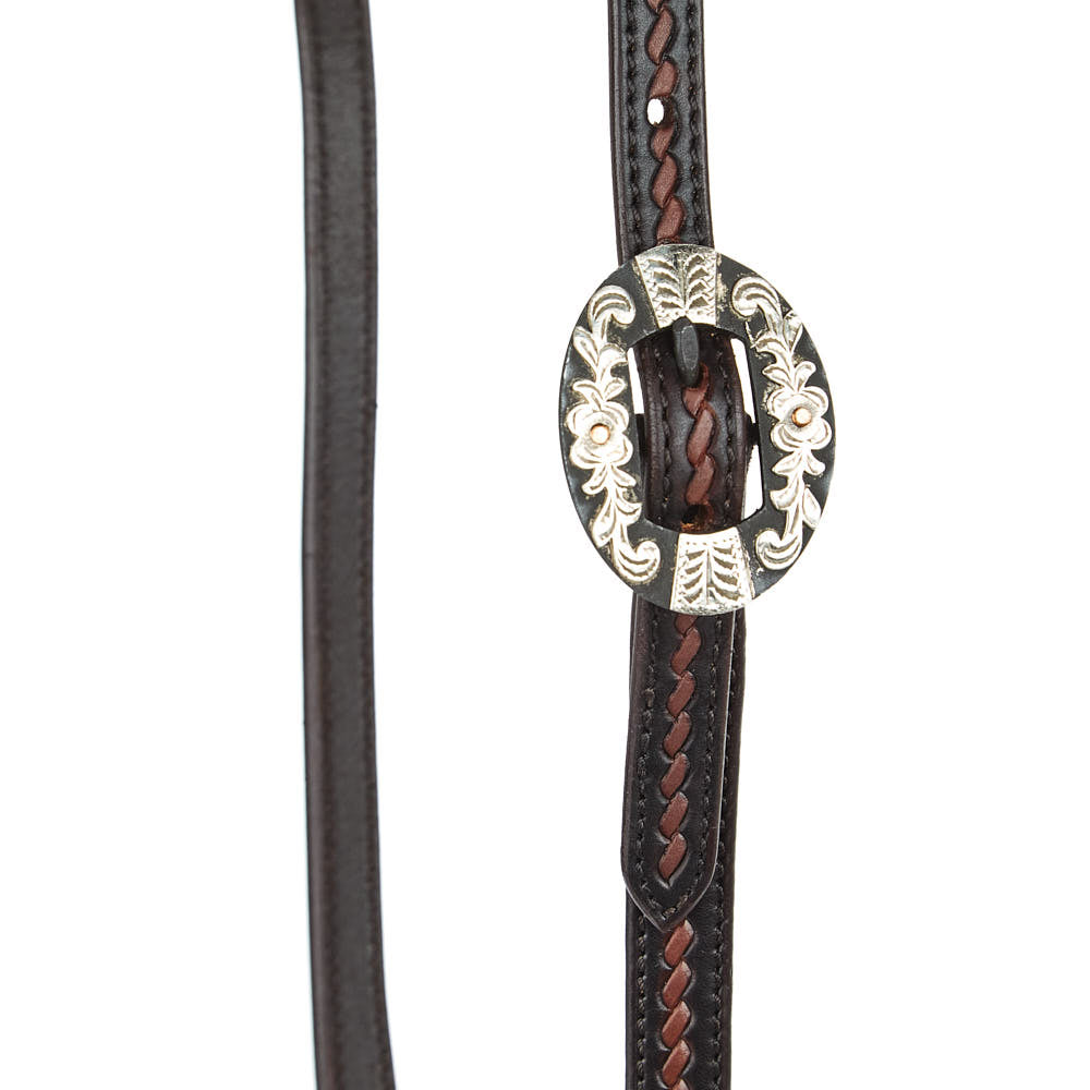 Heavy Oiled Rope Tooling Floral Single Ear Headstall