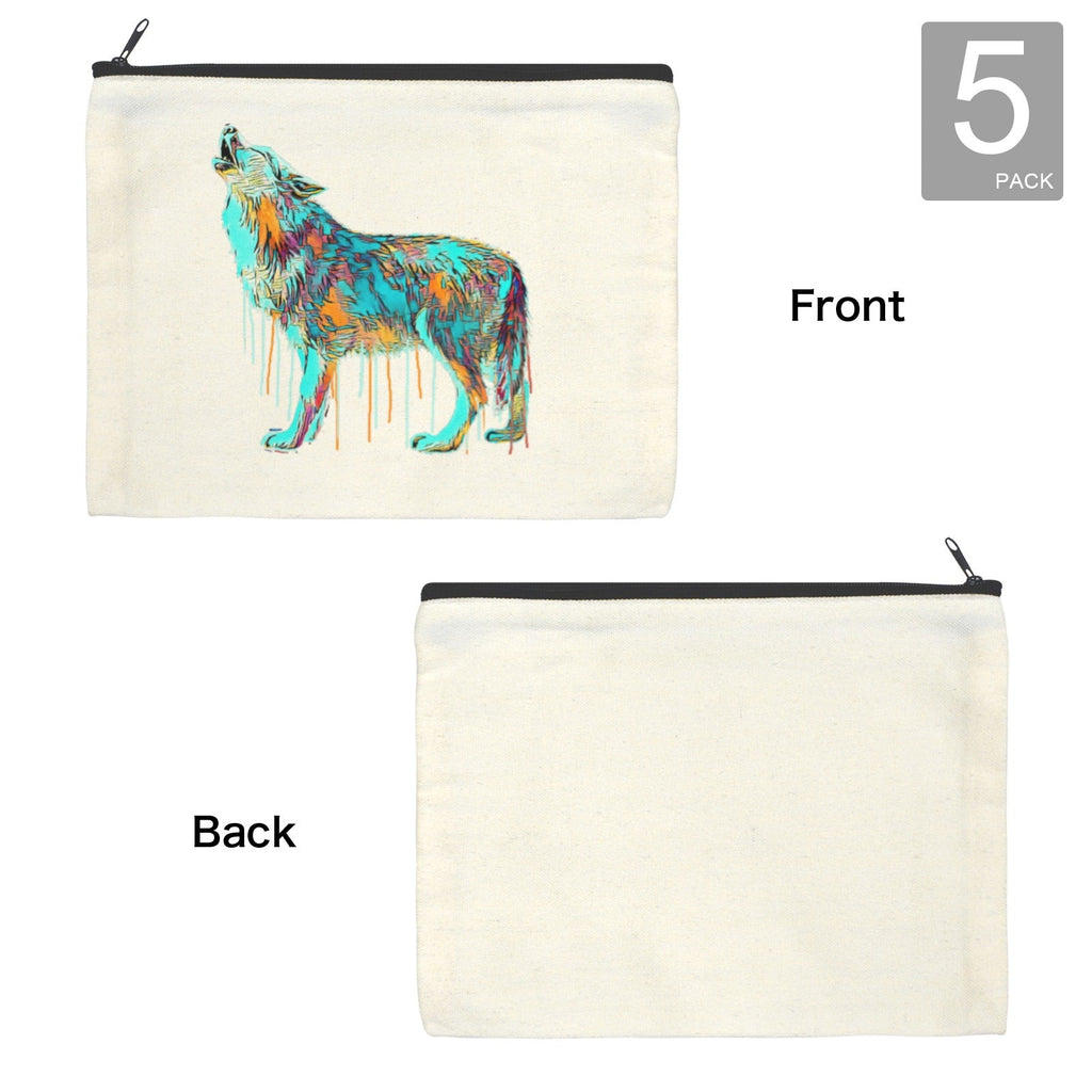 Baha Ranch Watercolor Wolf Cosmetic Bag Pack of 5