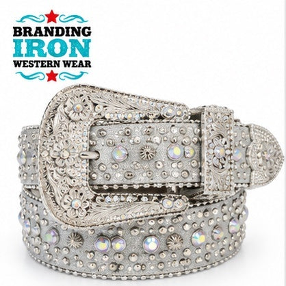 Silver Showstopper Rhinestone Western Belt