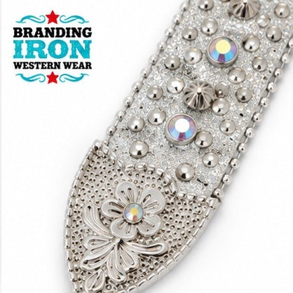 Silver Showstopper Rhinestone Western Belt