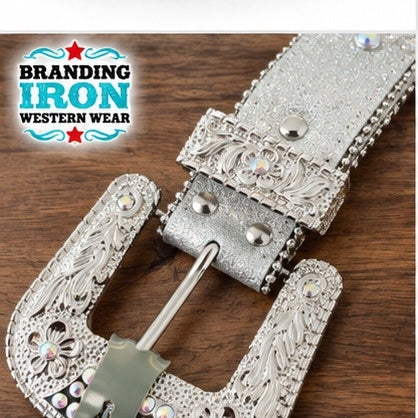Silver Showstopper Rhinestone Western Belt