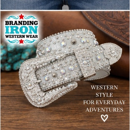 Silver Showstopper Rhinestone Western Belt