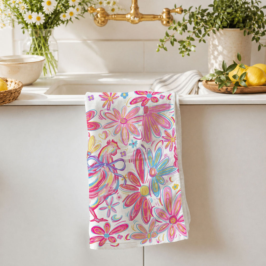 Floral Boho Chicken Towel-3