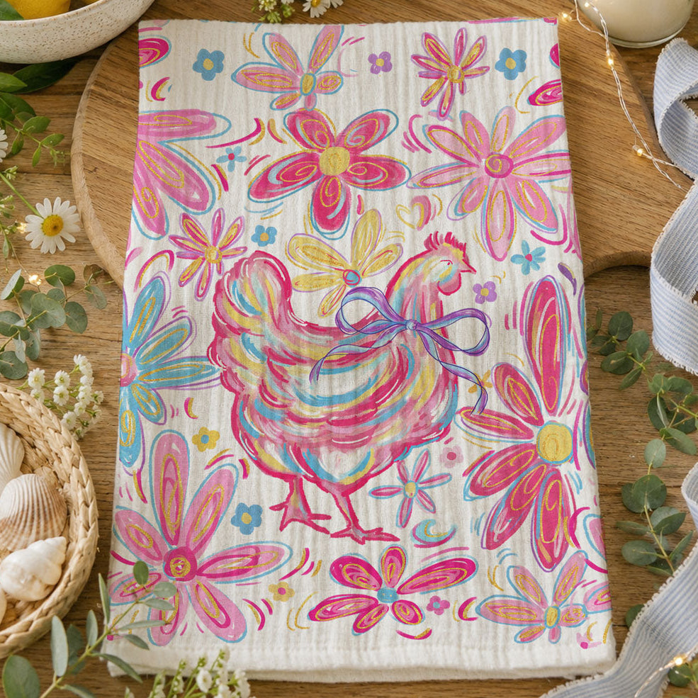 Floral Boho Chicken Towel-0