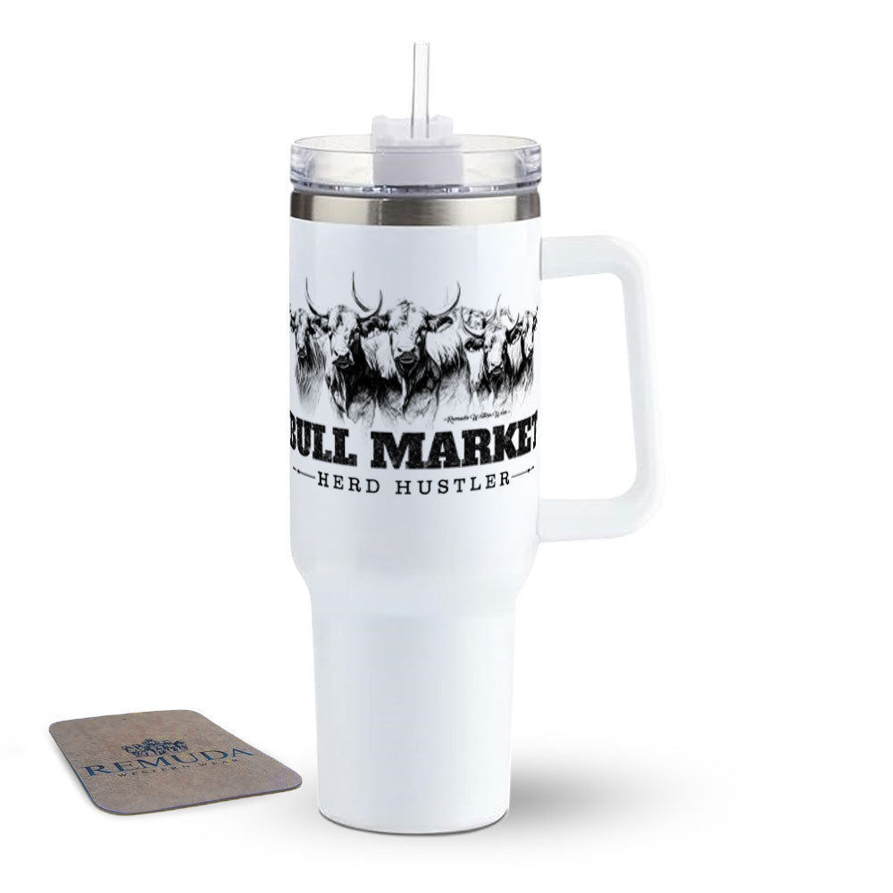 Bull Market Herd Hustler - Insulated Western Tumbler w/ Handle