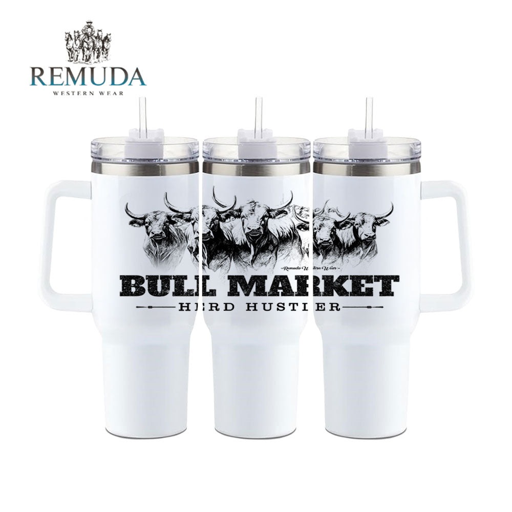 Bull Market Herd Hustler - Insulated Western Tumbler w/ Handle