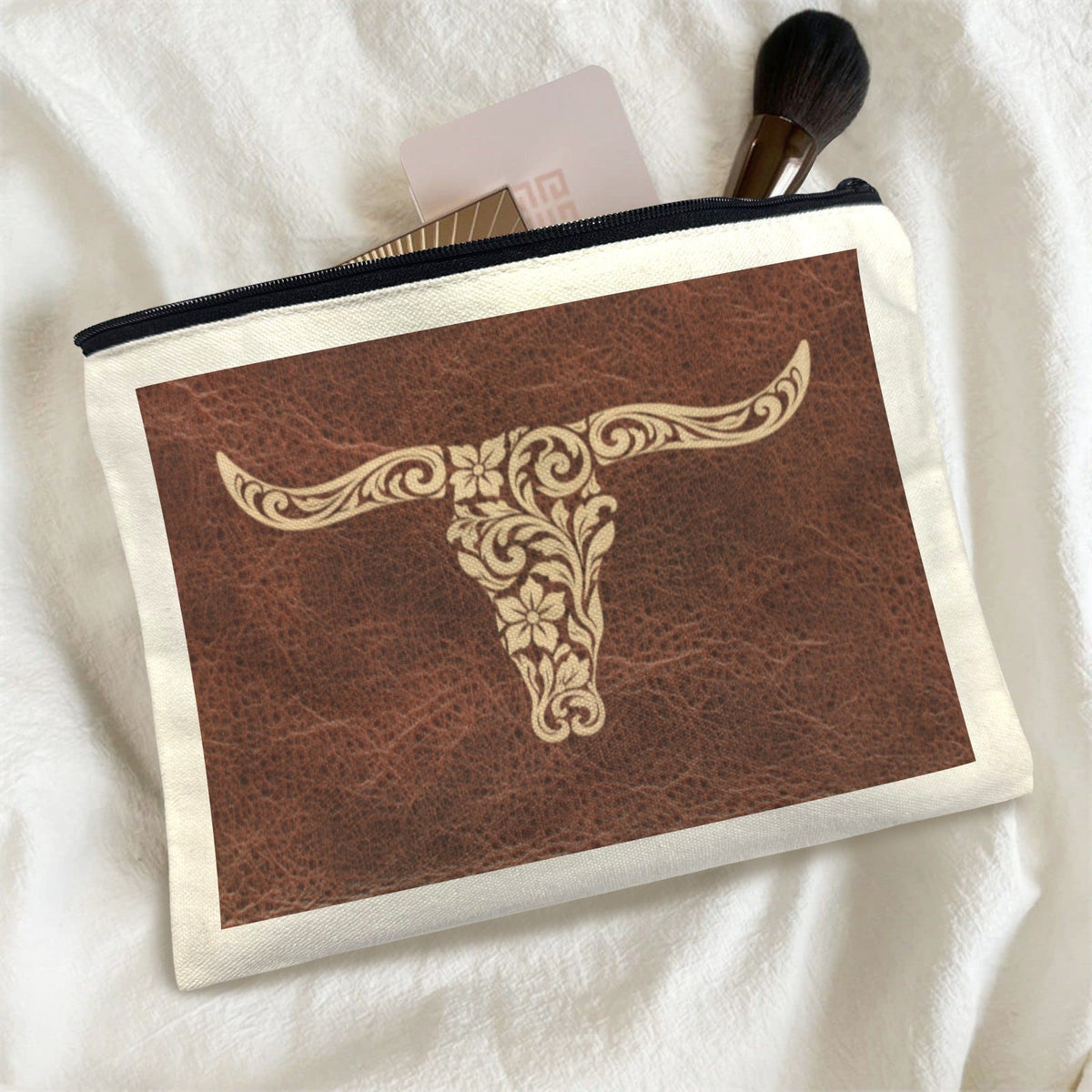 Baha Ranch Tooled Longhorn Set of 5 bags Cosmetic Baga