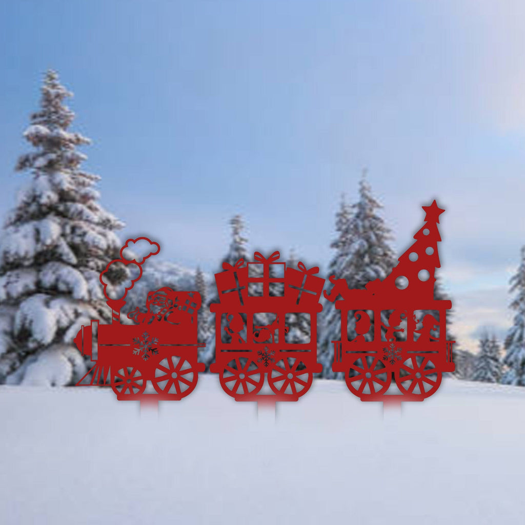Christmas Train Yard Stakes - Set of 3
