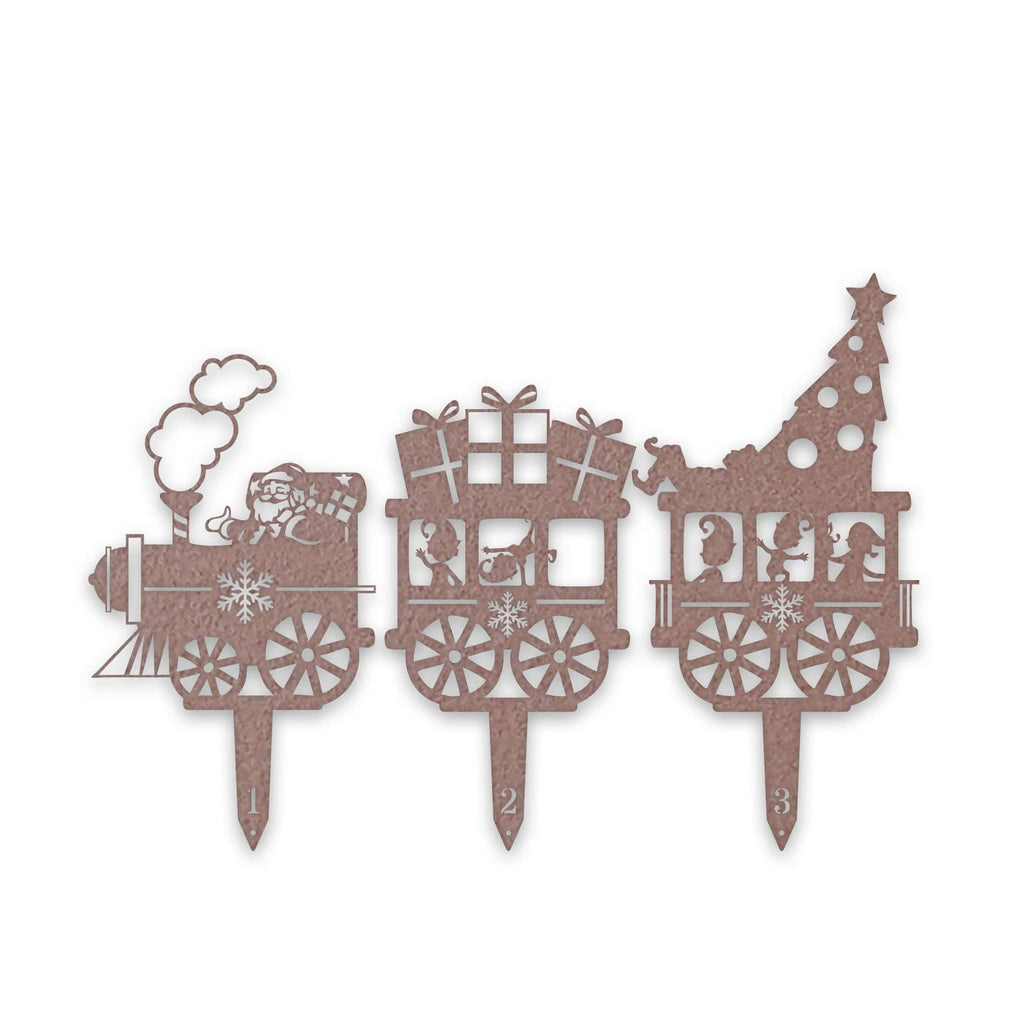 Christmas Train Yard Stakes - Set of 3