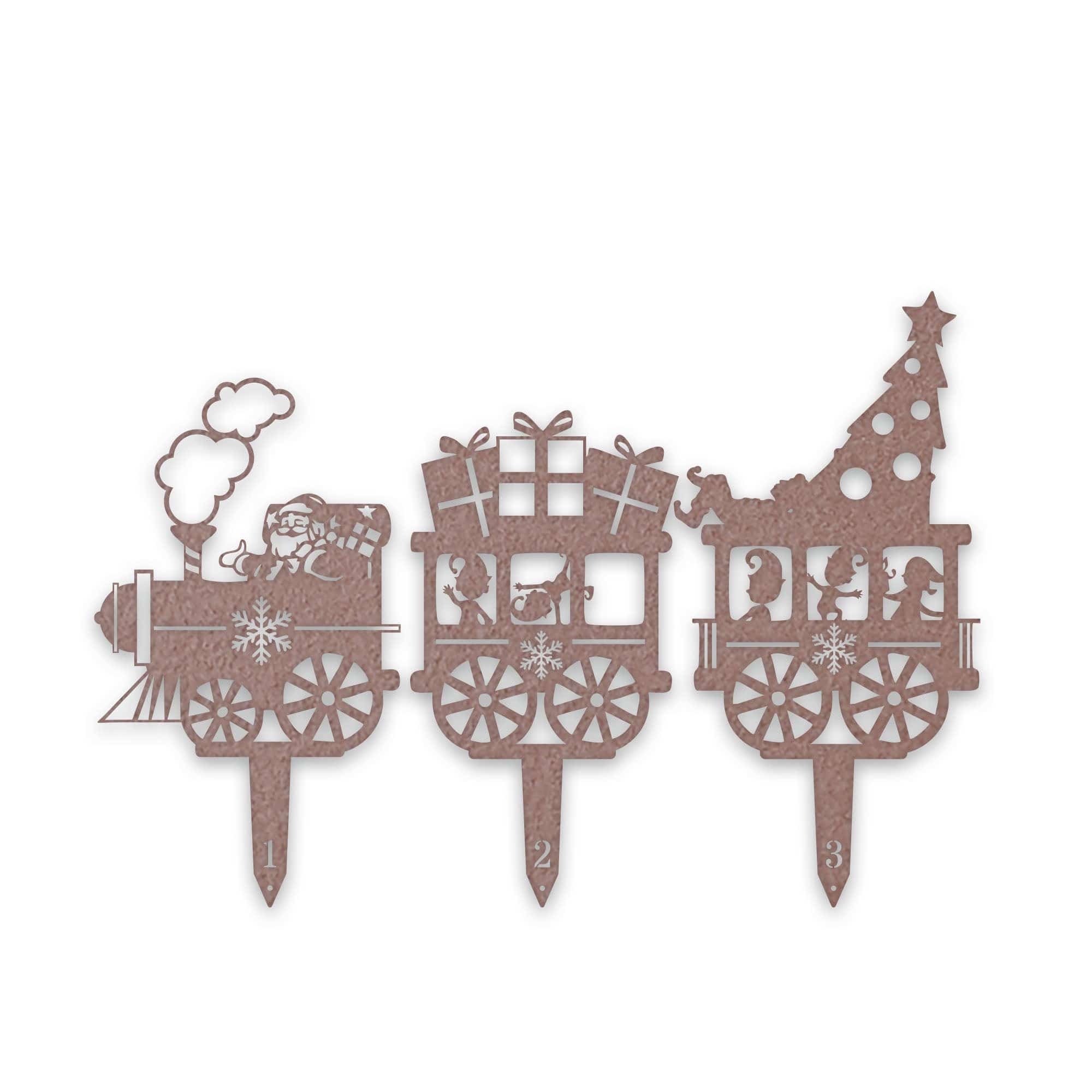 Christmas Train Yard Stakes - Set of 3